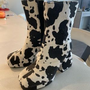 Cow Print Platform Boots
